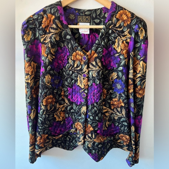 Algo Vintage Quilted Floral Blazer 13/14 - Picture 1 of 8